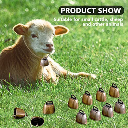 5 Pack Grazing Copper Bells, Metal Cow Bells for Dogs, Animal Copper Loud Bronze Bell, Small Brass Bell, for Cow Horse Sheep Cats Small Pets Anti-Theft Accessories (Bronze), 1, Brass Bronze Iron,