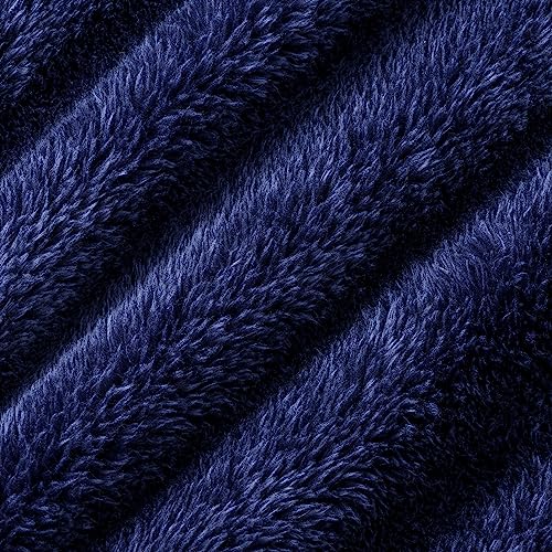 Berkshire Blanket Classic Extra-Fluffy™ Plush Blanket, Queen Size Bed Blanket, Soft Fuzzy Fluffy Long Hair Blanket for Couch Sofa Bed, Atlantis Dark Blue, 90x90 Inches - color: Atlantis Blue, size: Full/Queen