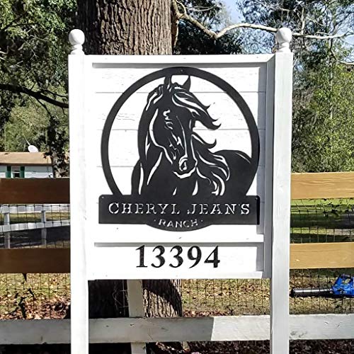 RealSteel Personalized Horse Ranch Sign - Custom Metal Farmhouse Western Wall Art, Rustic Barn & Stable Name Sign, Indoor Outdoor Steel Decor, Unique Gift for Horse Lovers, Ranch & Farm Homes