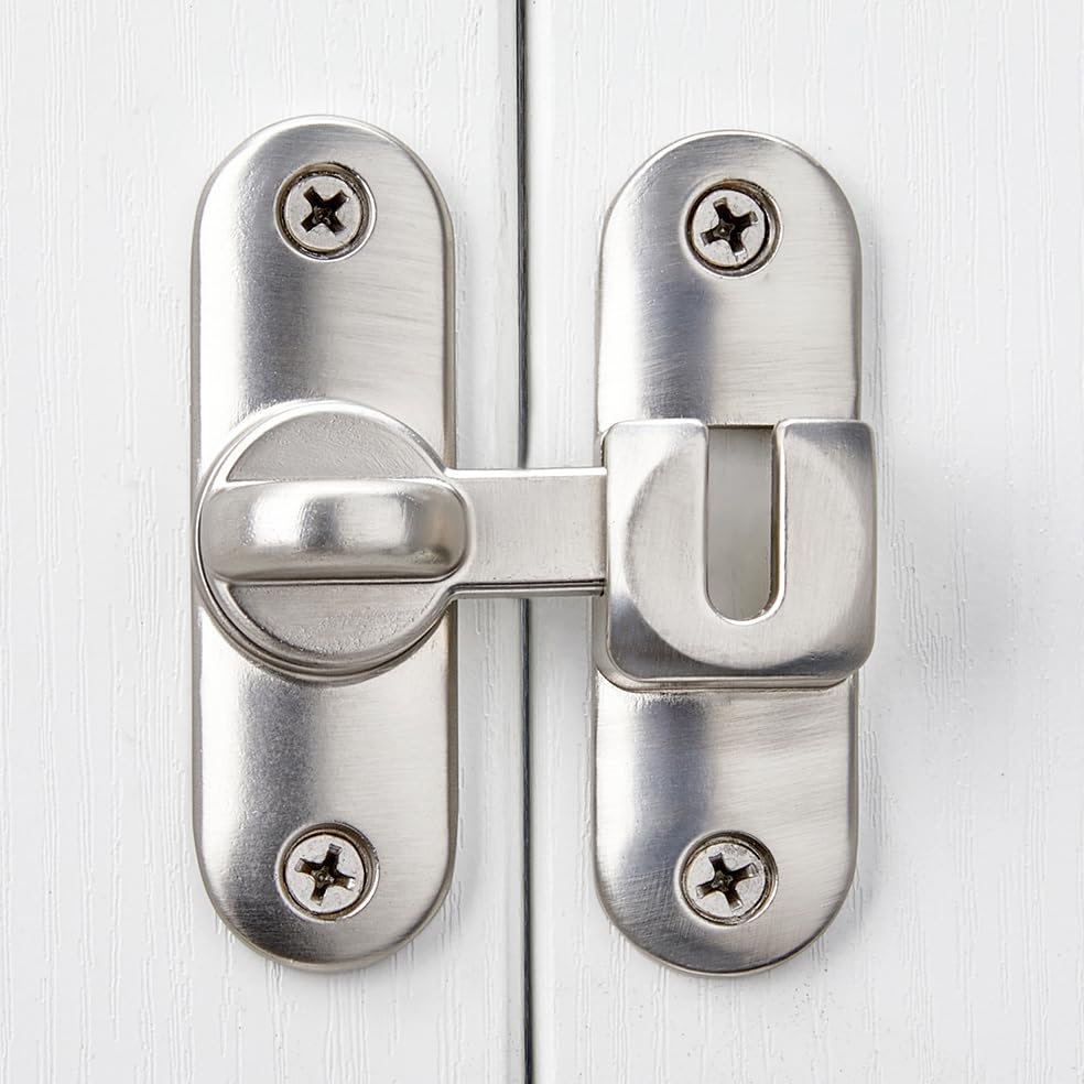 Silvery 90/180 Degree Barn Door Latches,Flip Gate Lock - color: Silvery