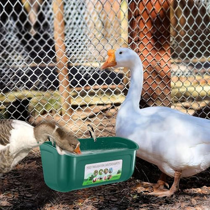 Chicken Feeder Waterer, 3 Pack Duck Feeder Supplies, Hanging Fence Feed Trough with Clips for Goat, Sheeple, Piglet, Gooses, Turkeys, Dog Livestock Poultry,Green - color: 3 pack Green