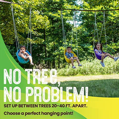 Swurfer Skyline Tree Swing Hanging Kit – Heavy Duty, Weather Resistant, Swing Line to Hang Multiple Swings, Span Up to 40 Feet, Includes 4 Adjustable Locking Anchors & Carabiners, Easy Installation