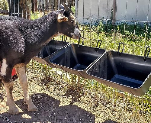 Hanging Chicken Feeder Trough for Goat Sheep Deer Poultry Duck Chicken Fence Feeder Livestock Feeding Container Goats Supplies Feeders Waterer Bucket - color: Black