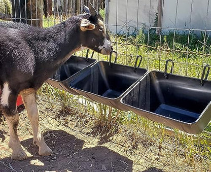 Hanging Chicken Feeder Trough for Goat Sheep Deer Poultry Duck Chicken Fence Feeder Livestock Feeding Container Goats Supplies Feeders Waterer Bucket - color: Black