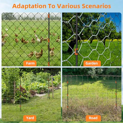 25Pcs 46in Electric Fence Posts Kit w/ 75 Insulators,Garden Fence Stakes