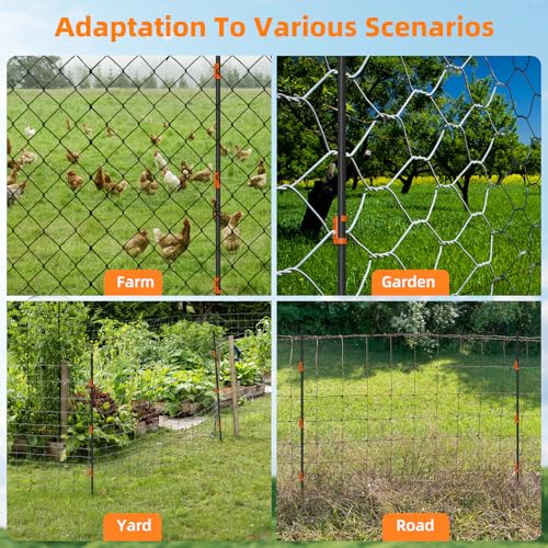 50Pack 46Inch Electric Fence Posts w/150 Insulation,Temporary Fences Stakes