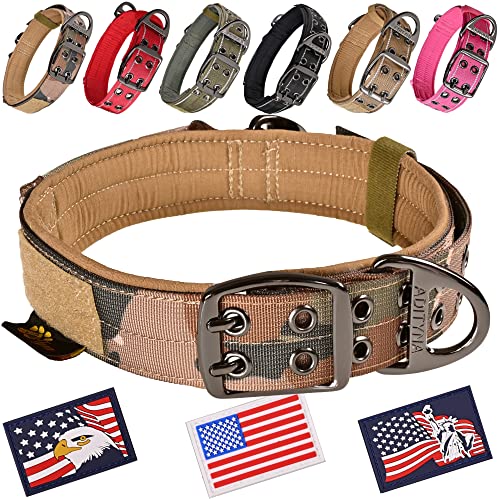 ADITYNA Heavy Duty Camo Dog Collar for Medium Dogs with Traffic Handle - color: Camo, size: Medium: Fit 15-19" Neck