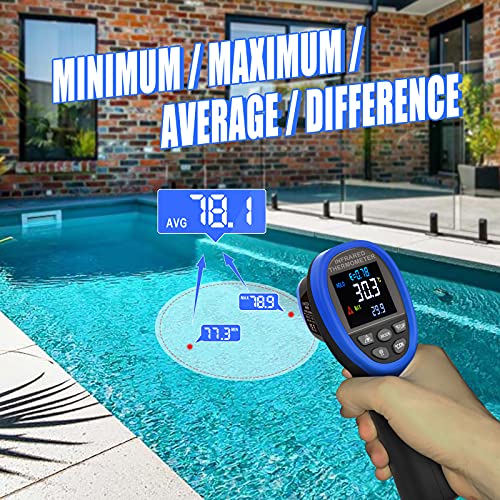 BTMETER BT-1800C Pyrometer -58°F ~3272°F (-50~1800℃) IR Temp Gun, D:S 50:1 High Temperature Infrared Thermometer for Industrial HVAC Forge Furnace Metal Smelting (NOT for Human Temp) - color: BT-1800C Blue (-58°F ~3272°F)