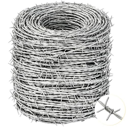 Real Barbed Wire 328FT(100M), 4 Point Galvanized Barb Wire 18 Gauge - size: 320FT-100M