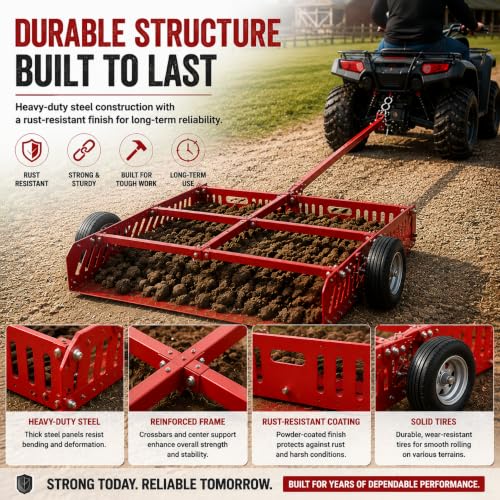 Manure Fork Tow Behind Scooper, 200 lb Yard Sweeper for ATV UTV
