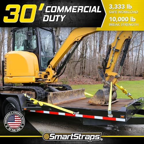 SmartStraps 30 ft. Yellow Ratchet X Tie Down Strap with 3,333 lb. Safe Work Load - 1 pack 167 - size: 30' 10000 lb