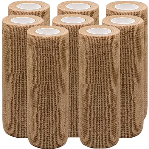 6 inch x 5 Yards 8 Pack Horse Wraps, Self Adhesive Large Bandages Wrap, Self Stick Elastic Athletic Tape, Self Adherent Medical Bandage Wrap, Stretch Cohesive Bandage Wrap