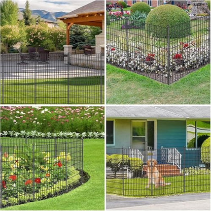 Toolterritary 10 Panels No Dig Garden Fence with Gate, 40 in(H) X 24.2 ft(L) Metal Fence Panels, Thickened Rustproof Garden Fencing, Animal Barrier Fence for for Dogs, Rabbits, Landscape, Patio - size: 40 in(H)×29in(L)