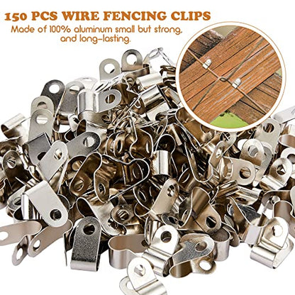 Funrous 150 Pieces Fence Clamp Aluminum Wire Clips Metal Fence Clamps(2, 4, 6 Gauge) Cattle Panel Clips for Tube Pipe Cord Installation