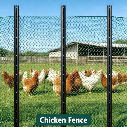 Metal Garden Fence Posts – Heavy Duty Spliced U-Post for Wire Fencing, 7 FT Black | 15 Pack No-Dig Fence Stakes, Double Rustproof Steel Fence Posts for Yard, Garden and Farm - size: 7FT-15PACK