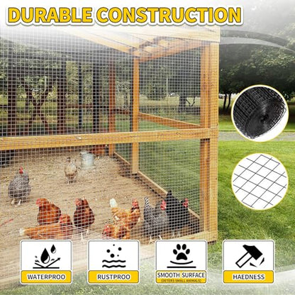 Hardware Cloth, Galvanized Chicken Wire Fence, 19 Gauge Vinyl Coated Wire Mesh Roll, Black Welded Wire Fencing Roll Gopher Wire Mesh Roll for Garden Fencing Rabbit Snake Wire (Black 24IN 100FT) - color: 24" x 100' Black