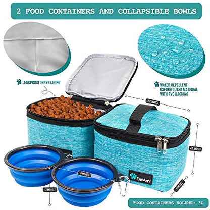 PetAmi Dog Travel Bag Organizer, Pet Supplies Diaper Tote, Teal Blue Medium - color: Sea Blue, size: Medium - 14.5"L x 8"W x 12.0"H