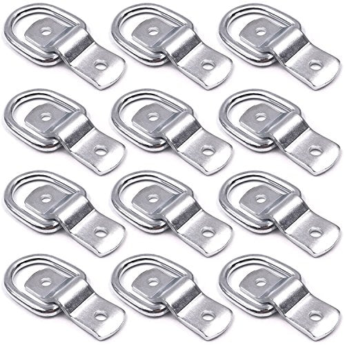 12 Pack D-Ring Tie Downs, 1/4" D-Rings Anchor Lashing for Loads on Trailers | RV Campers Vans ATV SUV Boats Motorcycles etc Vehicles,Heavy Duty Tie Down Ring with Mounting Bracket - color: Silver