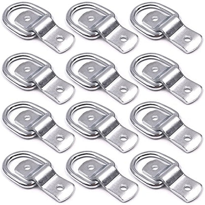 12 Pack D-Ring Tie Downs, 1/4" D-Rings Anchor Lashing for Loads on Trailers | RV Campers Vans ATV SUV Boats Motorcycles etc Vehicles,Heavy Duty Tie Down Ring with Mounting Bracket - color: Silver