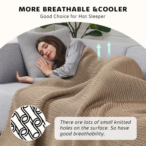 L'AGRATY Knitted Weighted Blanket 50"x60" 7lbs for Adults Cooling - color: Beige, size: 50" x 60" | 7 lbs