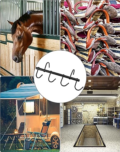 QWORK Steel Tack Rack with Swivel Hooks, 2 Pcs Portable Tack Hangers, 17" Horse Tack Holder