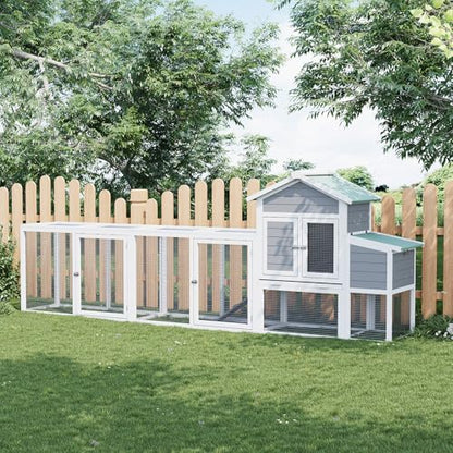GarveeHome 122-Inch Large Chicken Coop with Outdoor Run, Spacious Poultry House with Nesting Box, Removable Tray for Easy Maintenance, Chicken Hutch for Backyard Poultry Keeping