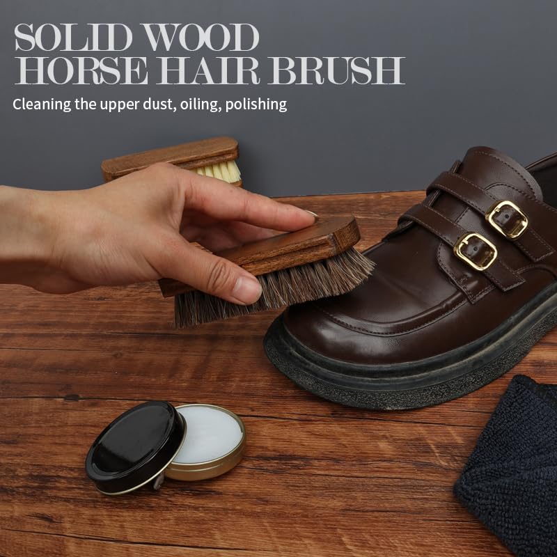 MAXIMILIAN Shoe Shine Brush Kit 3Pcs Suede Brush Solid Wood Shoe Brushes