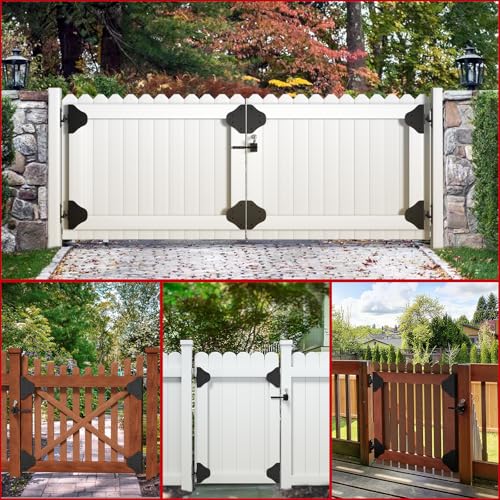 Mofeez Anti Sag Gate Kit Fence Gate Hardware - Heavy Duty 90 Degree Right Angle Hinges with Self-Locking Gate Latch & Corner Brace - for Wood Gates, Garden Fence (2 Set) - size: 2 Set