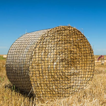 5x5 Ft Large Round Bale Hay Net, 1.5" Holes Sturdy Hay Net Slow Feed for Horses, Fits Round Bales 4x4-5x5 or Square Bales 3x3x8-4x4x8