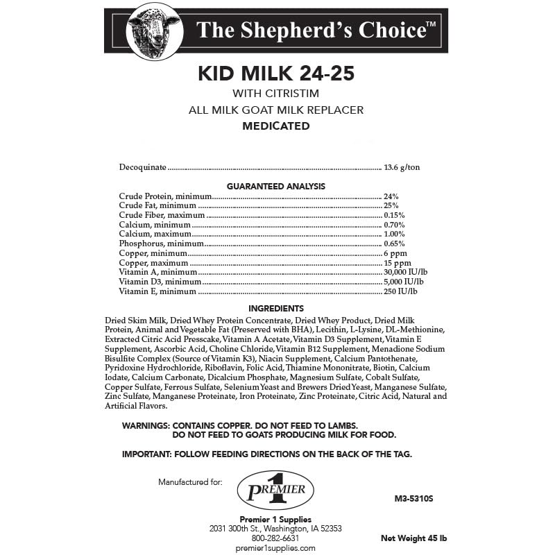 Premier 1 Shepherd's Choice Goat Kid Milk - 45 lb. Bag