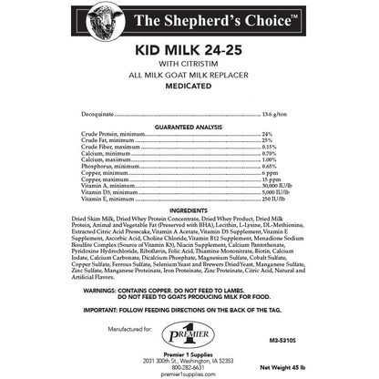 Premier 1 Shepherd's Choice Goat Kid Milk - 45 lb. Bag