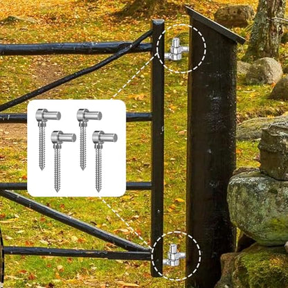 4 Pcs Stainless Steel Gate Hinges for Farm Wooden Fences, 4-1/2'' One Piece Molding M16 Screw Eye Hook Hinge Bolts with Hole Dia 5/8 Adjustable Gate Sag (4.33 x 1.97 Inches)