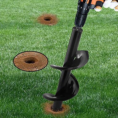 Auger Drill Bit for Planting Ruooson 3.7X11.8 in Garden AugerSpiral, Easy Planter Rapid Planter Plant for 3/8" Hex Drive <1Pcs>. (3.7x11.8 in) - size: 3.7x11.8 In