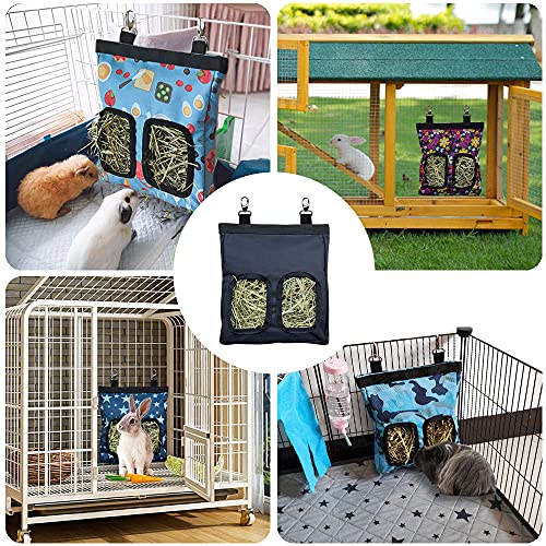RIOUSSI Guinea Pig Hay Feeder, Hanging Rabbit Hay Feeder Bag. PureBlack - color: PureBlack