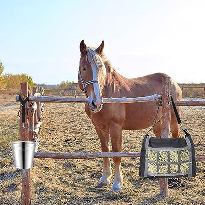 2 Pcs Horse Bucket Strap Hangers,Horse Suppliers Adjustable Nylon Straps for Hay Bag Nets, Outdoor Feeders Heavy Duty Horse Water Feed, Hanging-Pratical and Easy Use(Black) - size: 2 Pack