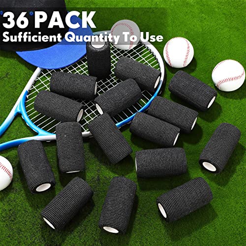 Treela 36 Pcs Self Adherent Bandage 4" X 5 Yard Wrap Breathable - color: Black, size: 4" X 5 Yard