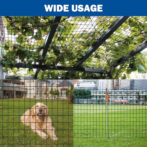 Black Metal Fence，Pet Fence Netting，Black PVC Coated Welded Wire (2×3 Inch Mesh, 48"×50' 16Gauge) - Weatherproof Garden Fence & Animal Enclosure Solution - size: 2x3inch 48inx50ft