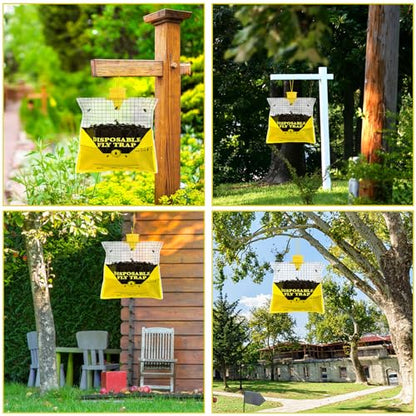 10 Pack Outdoor Fly Trap Bags Hanging - 10 * 30g Bait, Durable, Effective - size: 10 Pack