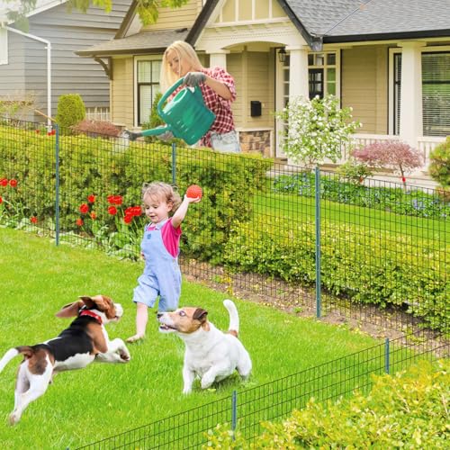 Amagabeli Heavy Duty Metal Fence Posts 4 Feet 10 Pack No Dig Garden U Post Stakes for Wire Fence Temporary Fencing Electric Fence Wire Safety Fence Mesh Fence Garden Fencing T Post for Yard Green - size: 4 Feet Post