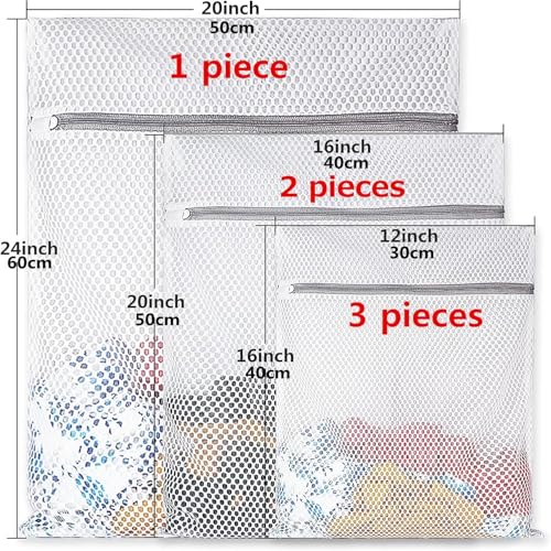 Mesh Laundry Bags for Delicates,Durable Zipper Wash Bags for Delicates, Lingerie, Bras, Underwear, Baby Clothes - Protect Garments in Washing Machine, 5-Piece Set (3 sizes)