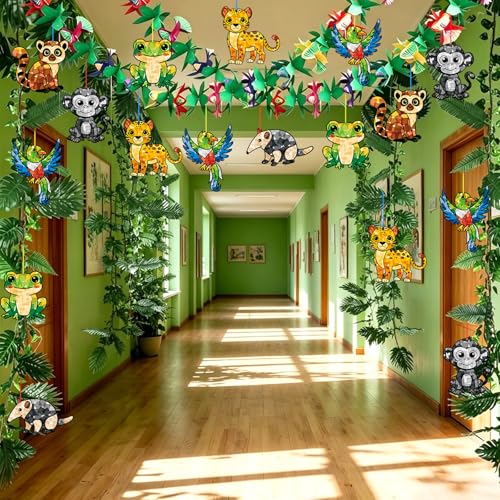 AmazingSpark 30 Pcs Rainforest Suncatcher Craft Kit, VBS Animal DIY | 6 Jungle Animals Tissue Paper, Stained Glass Effect for Summer Church Activities, Bulk Kids Classroom Art Projects - style: Rainforest Animals