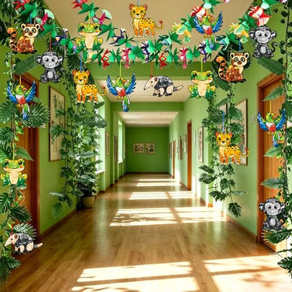 AmazingSpark 30 Pcs Rainforest Suncatcher Craft Kit, VBS Animal DIY | 6 Jungle Animals Tissue Paper, Stained Glass Effect for Summer Church Activities, Bulk Kids Classroom Art Projects - style: Rainforest Animals
