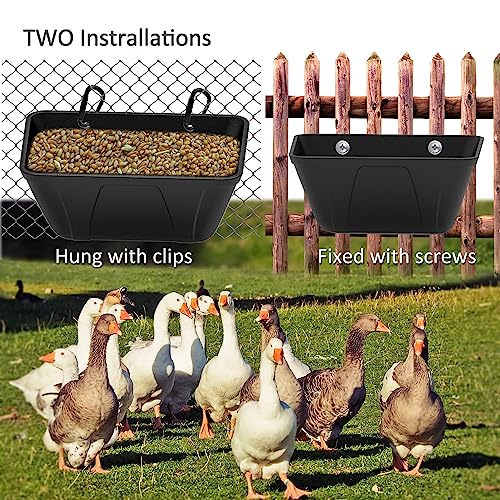 Hanging Fence Feeder for Chicken, Duck, Goat, Pig Poultry Feed Trough Chicken Feeder Bucket Feeding Container for Livestock (Black) - color: Black