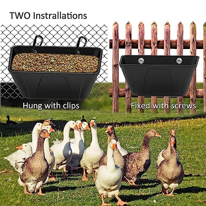Hanging Fence Feeder for Chicken, Duck, Goat, Pig Poultry Feed Trough Chicken Feeder Bucket Feeding Container for Livestock (Black) - color: Black