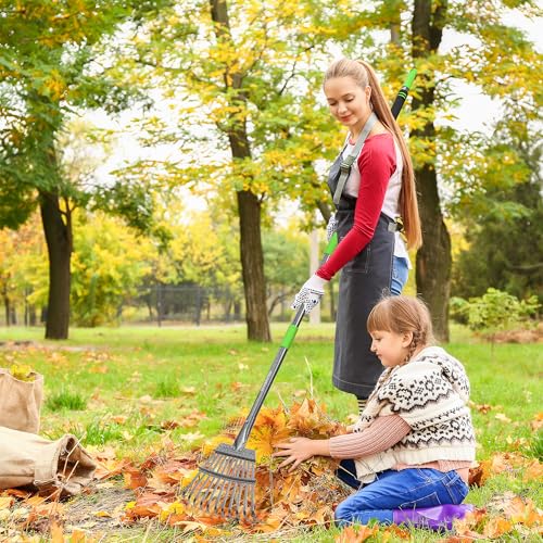WORKPRO Rake, Small Rake for Leaves with 72” Adjustable Long Handle - size: 11 TINE