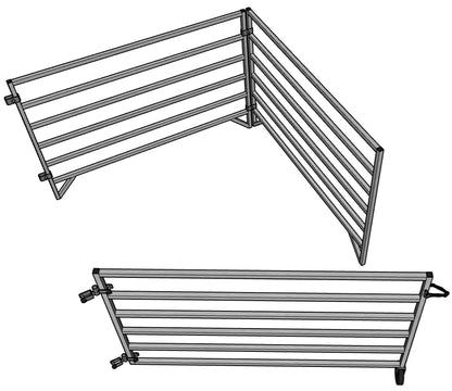 Aluminum 5 FT X 5 FT 6 Rail 40" Tall Sheep & Goat ADD-ON STALL KIT Panel Pen