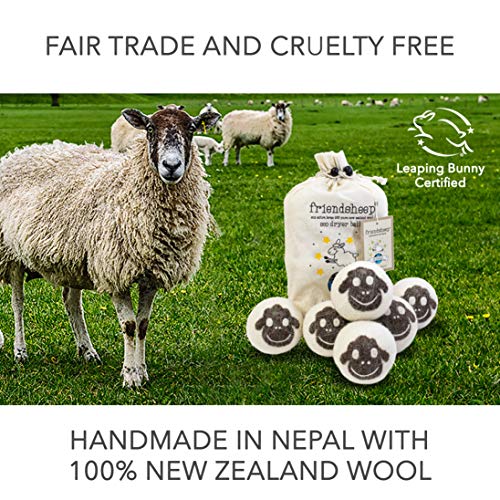 Friendsheep Wool Dryer Balls, Organic Reusable Fabric Softener Alternative for Laundry, Handmade, Fair Trade, Hypoallergenic, Eco-Friendly, Plastic-Free (6 Pack XL – Sheep Flock of Friends) | Reusable fabric softener alternative Organic wool, handmade, fa