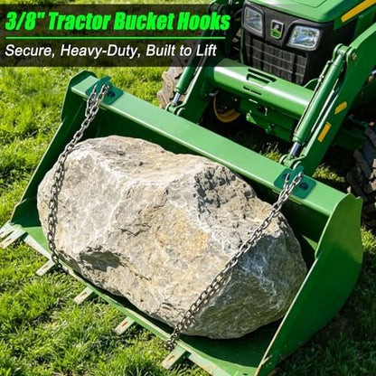 Insaga 3/8" Tractor Bucket Hooks - 2 Pack Forged Steel Bolt-On Grab Hooks - color: Dark Green-2Pack