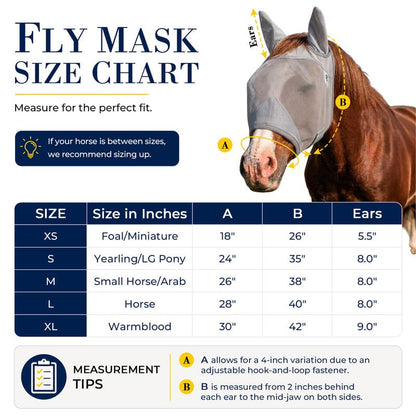 Raelitego Horse Fly Mask with Ears, Breathable Mesh UV Protection (S) - size: S