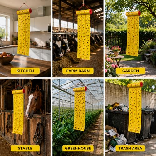 Qualirey 15 Pcs Giant Flypaper Fly Traps, 295ft Sticky Yellow